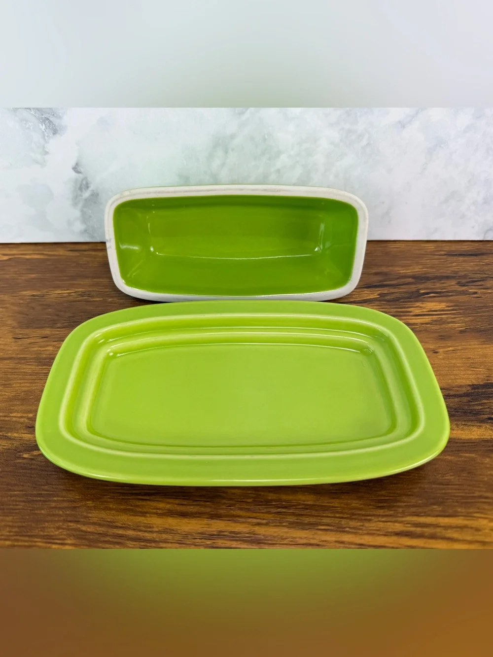 Fiesta Fiestaware Lemongrass Green Covered Butter Dish Tray Retired Color
